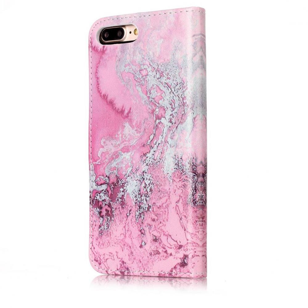 Plånboksfodral för iPhone 8P/7P - Rosa vågmönster
