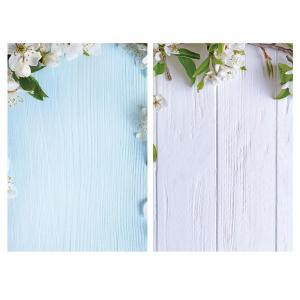  Pappersbakgrund PVC Blommor-träplankor dubbelsidig för fotografering 57x87cm