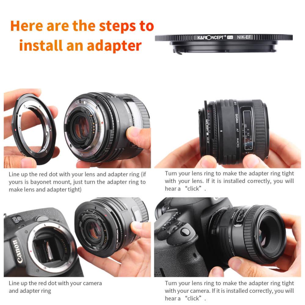 K&F Objektivadapter till Nikon F/AF AI AI-S objektiv för Canon EOS kamerahus