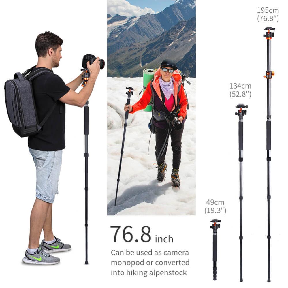 K&F Concept Kamerastativ med kulled & fällbar mittpelare 185cm