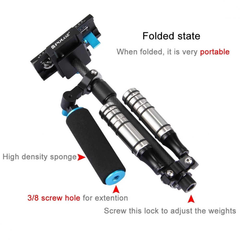 Puluz Handhållen kolfiber stabilisator för systemkameror 27-37cm