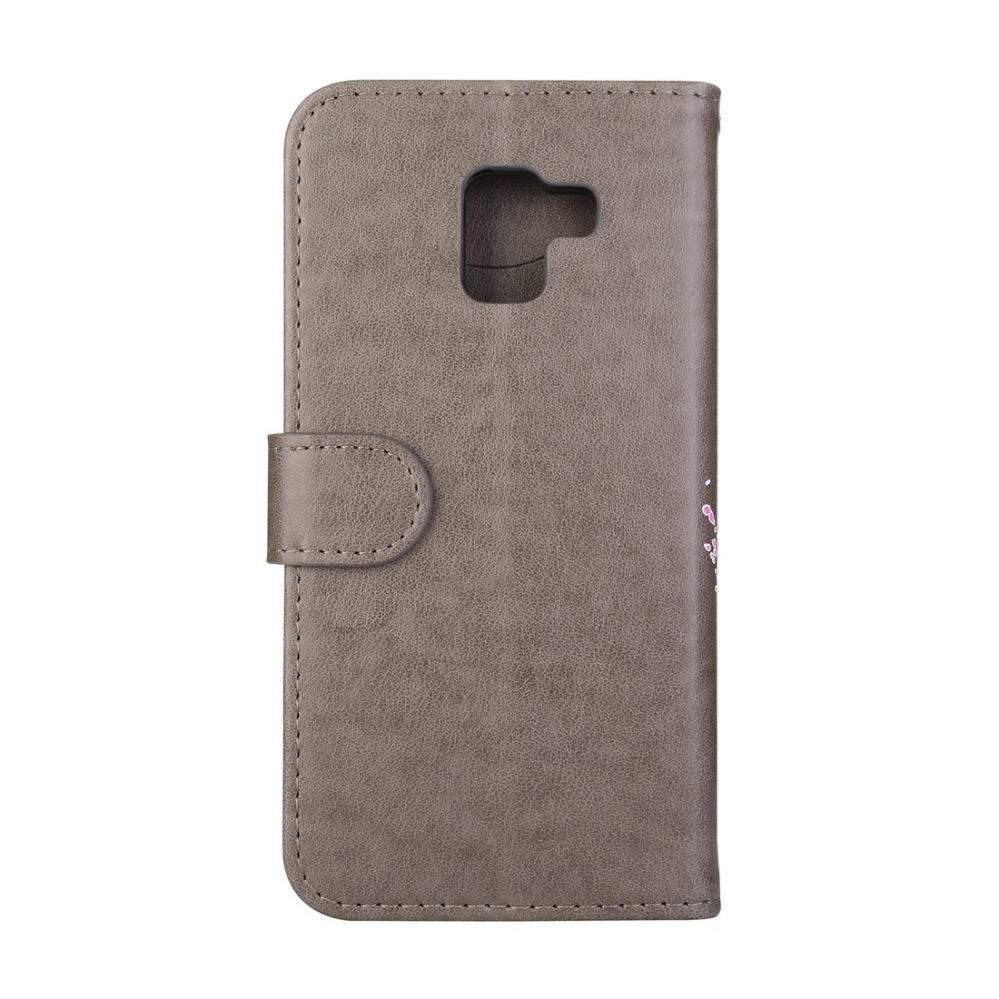 Plånboksfodral för Galaxy A8 (2018) - Grå med rosa flamingo