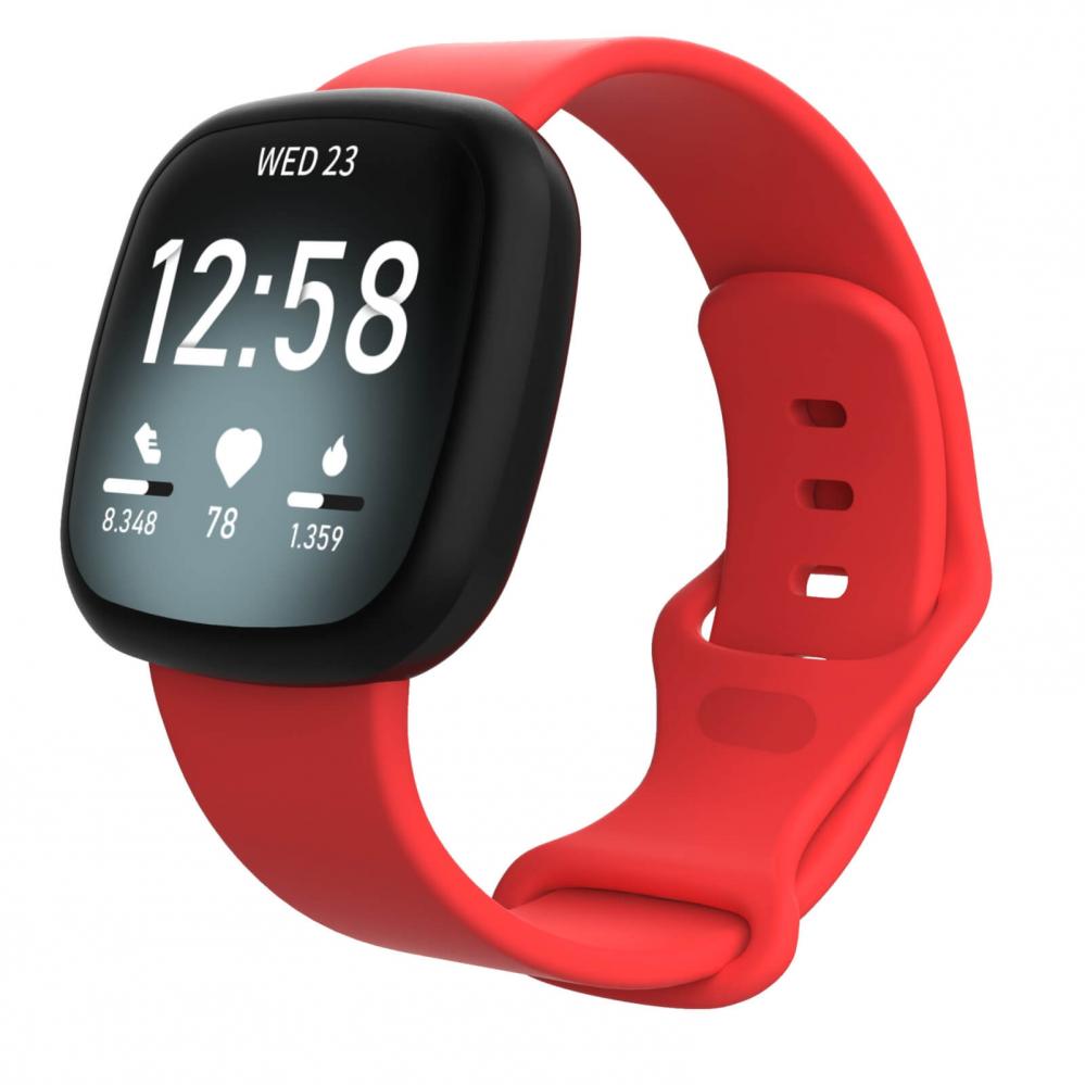 Silikonarmband Röd för Fitbit Versa 3/ Sense 115-160mm