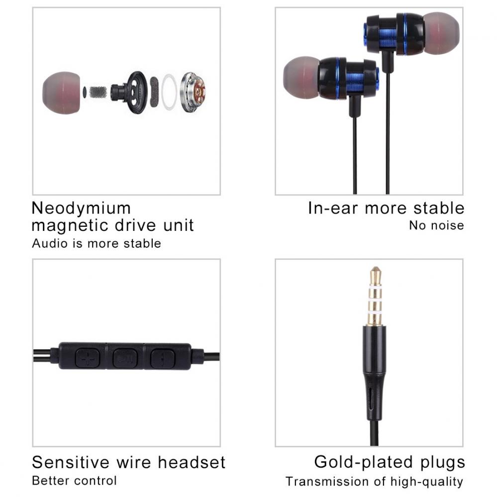  Haweel 3.5 mm In-ear hrlurar med mikrofon & 3.5mm ljudkabel - Haweel