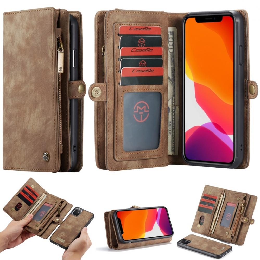 Plånboksfodral med magnetskal för iPhone 11 Brun - CaseMe