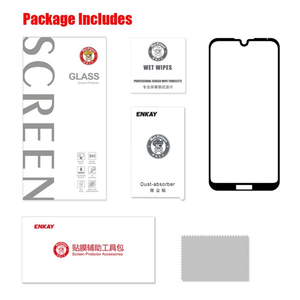 Skärmskydd med Svart ram för Huawei Y5 (2019) av härdat glas