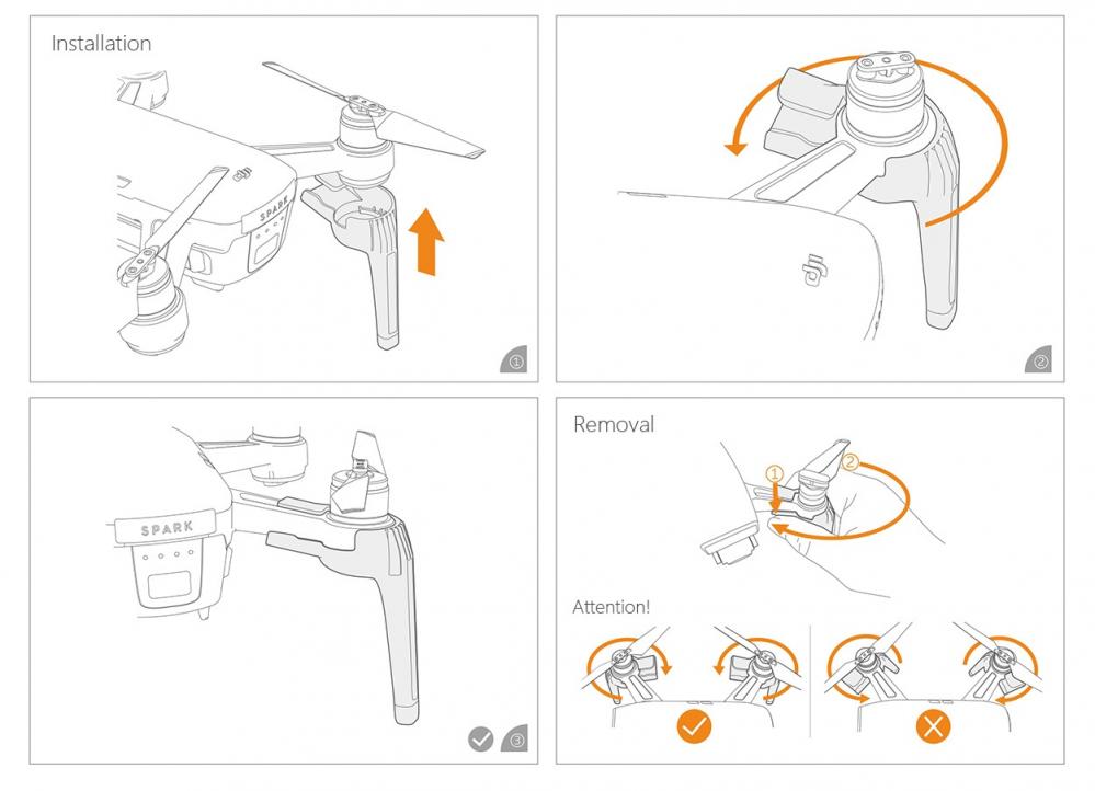 PGYTECH Landställsben för DJI Spark