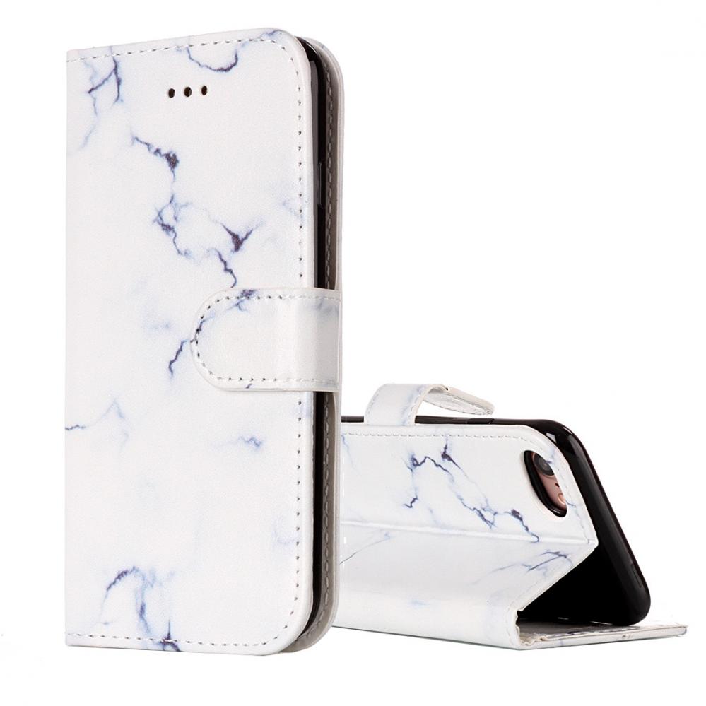 Plånboksfodral för iPhone 7 & 8 - Konstläder marmor Vit