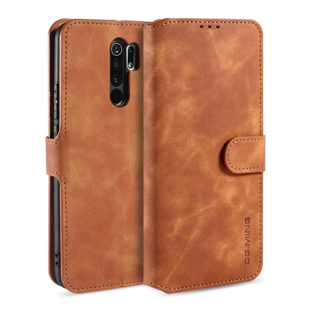  DG.MING Plnboksfodral fr Xiaomi Redmi 9 Brun