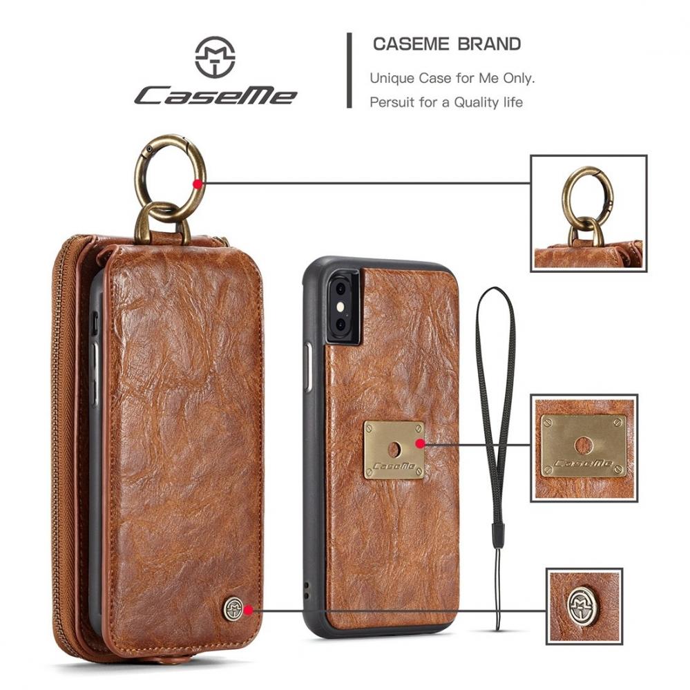  CaseMe Plnboksfodral, plnbok & magnetskal fr iPhone X (3i1) Brun