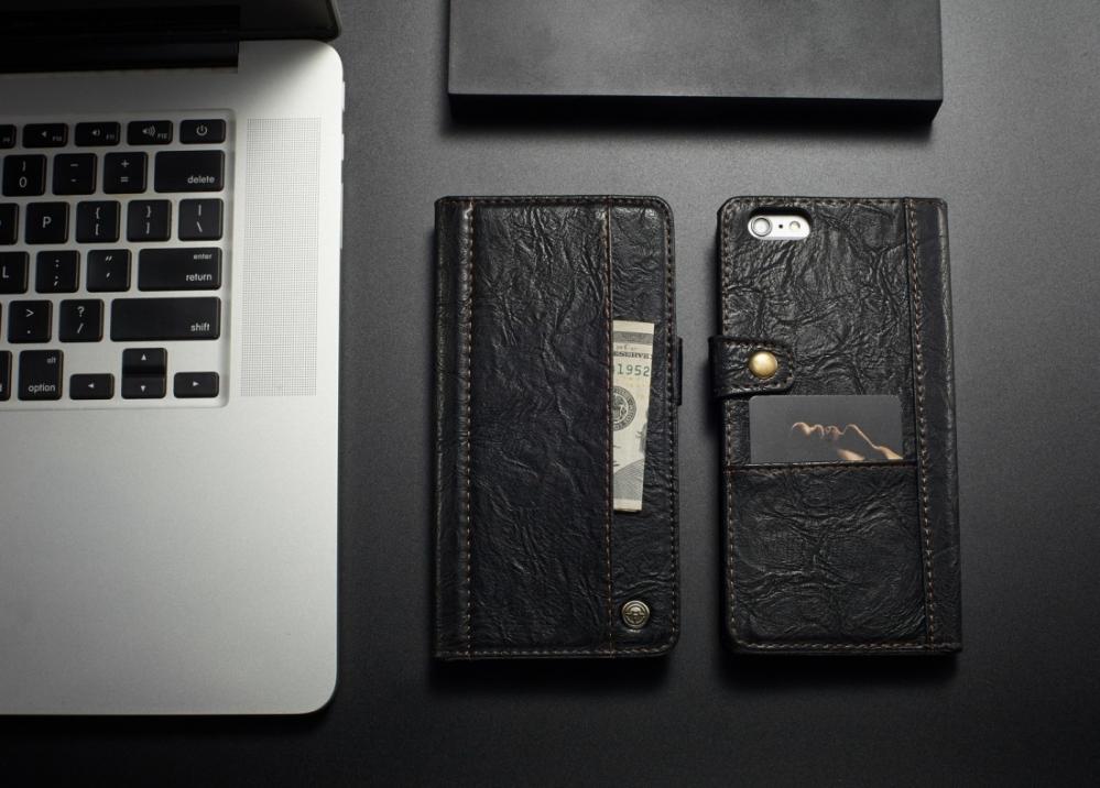  Plånboksfodral med yttre fack för iPhone 6/6S Svart - CaseMe