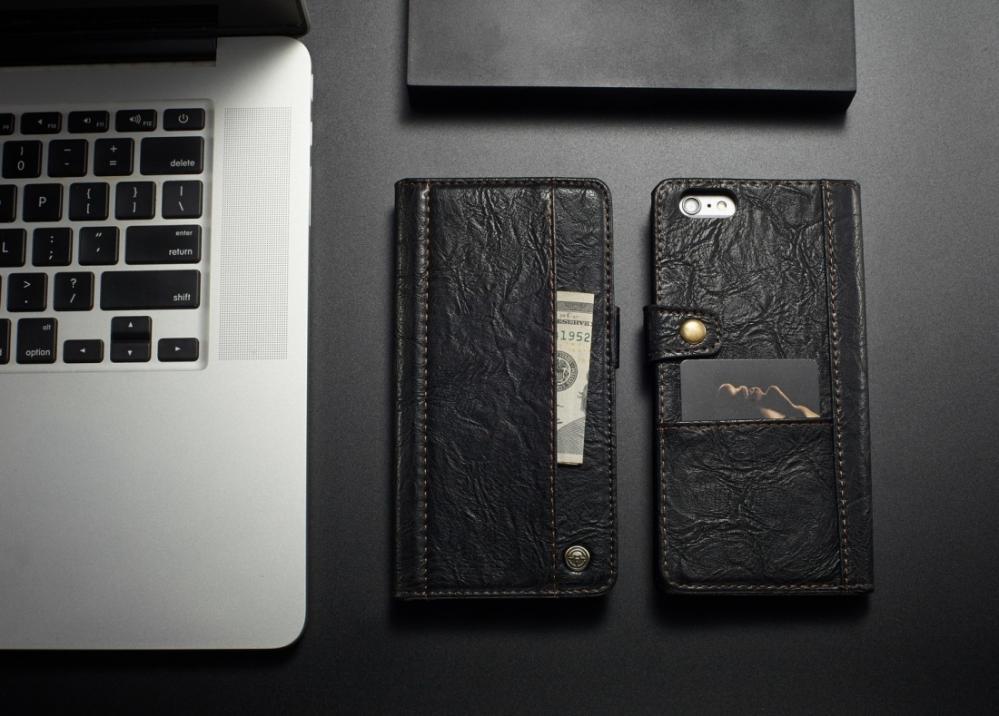 Plånboksfodral med yttre fack för iPhone 6/6S Svart - CaseMe