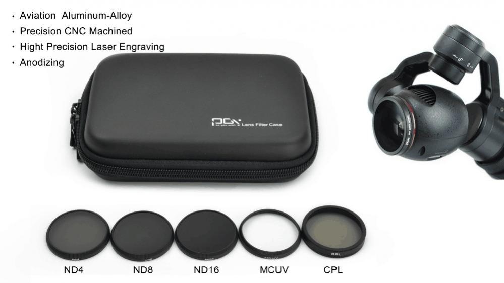  PGYTECH Filter-Kit (5 i 1) ND4, ND8, ND16, CPL, UV fr DJI Inspire 1 / Osmo X3