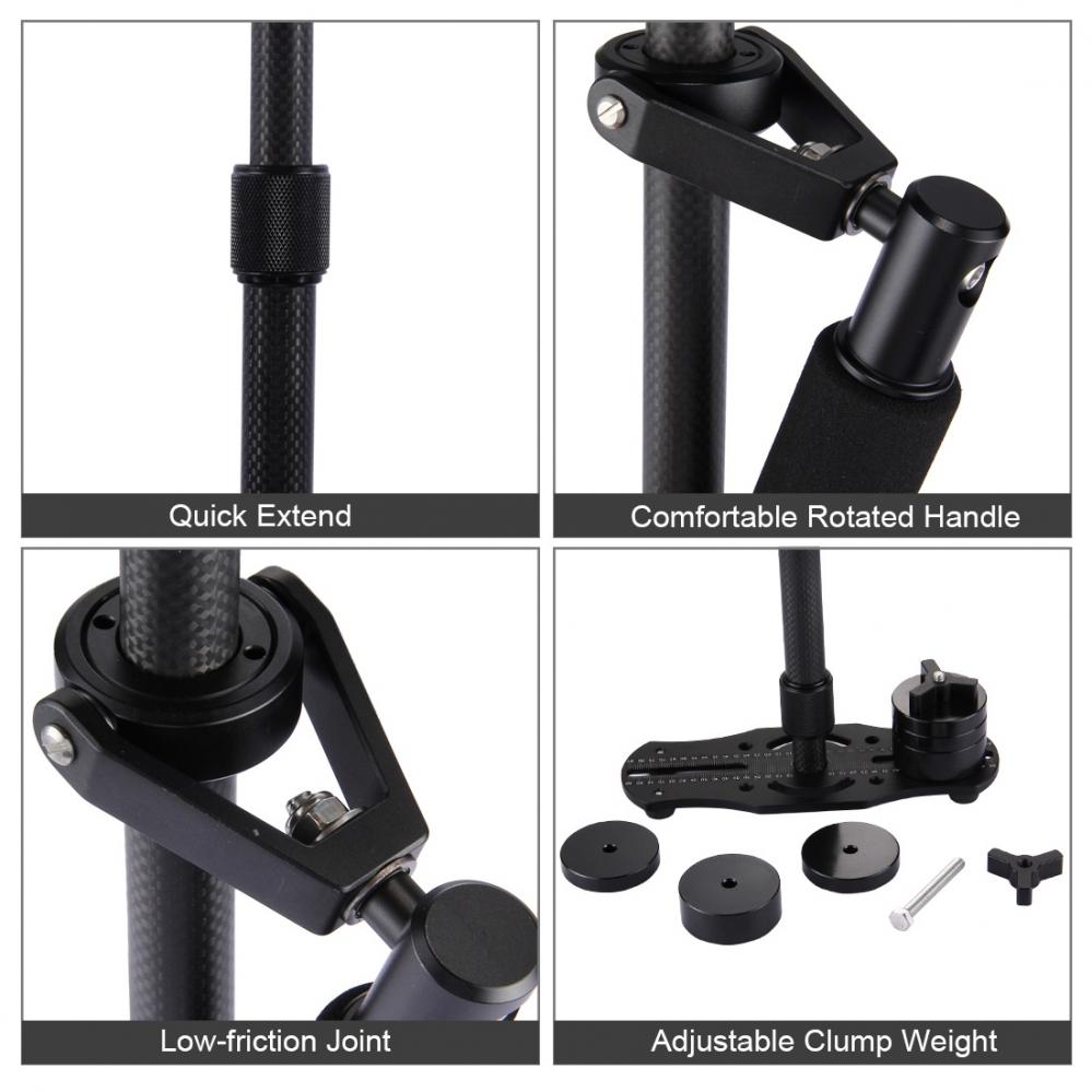 Puluz Handhållen kolfiber stabilisator för DSLR/DV-kameror (38.5-61cm)