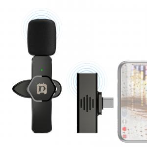  Puluz Trådlös Lavalier-mikrofon för mobil/surfplatta, stödjer laddning svart