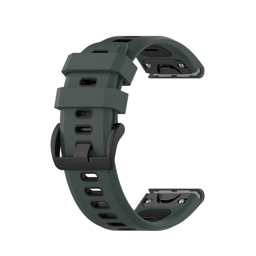  Tvfrgat silikonarmband 22mm grn/svart fr Garmin Fenix 5/5Pro/6/6Pro/7