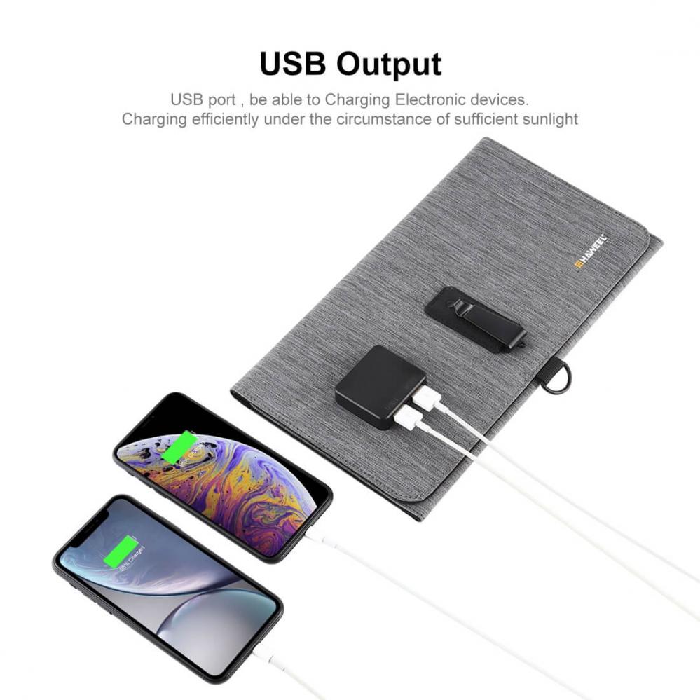 Tunn Solcellspanel 21Watt med USB-utgång - Haweel