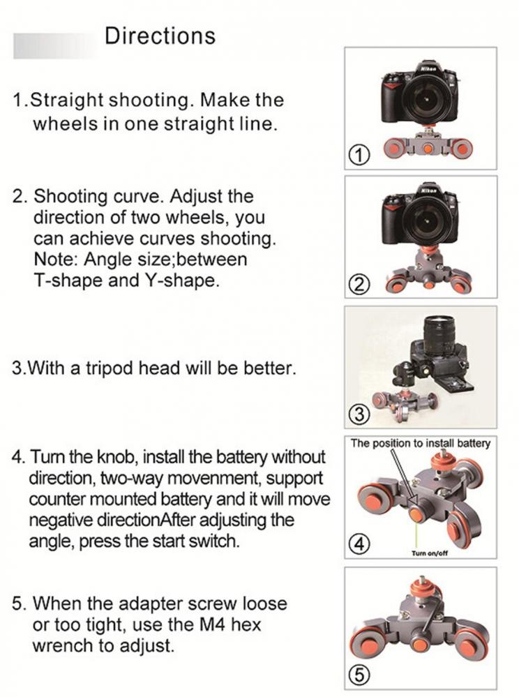  YELANGU Autodolly i miniformat fr DSLR / Spegelfri / Smartphone, Maxlast: 6kg