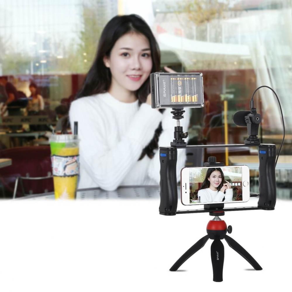 Videobur/Rig med 2st handtag för Smartphones - Puluz