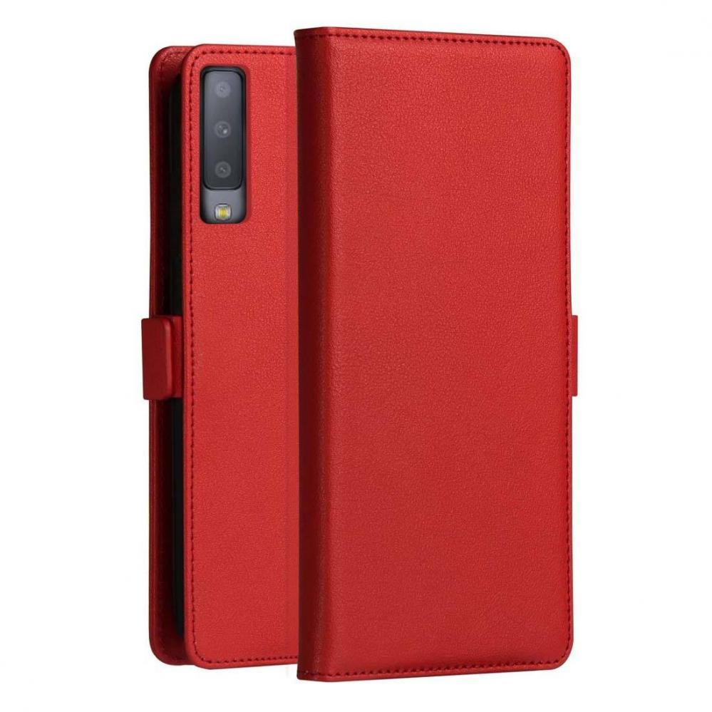  Plånboksfodral Röd för Galaxy A7 (2018) med kortplats PU-läder - DZGOGO