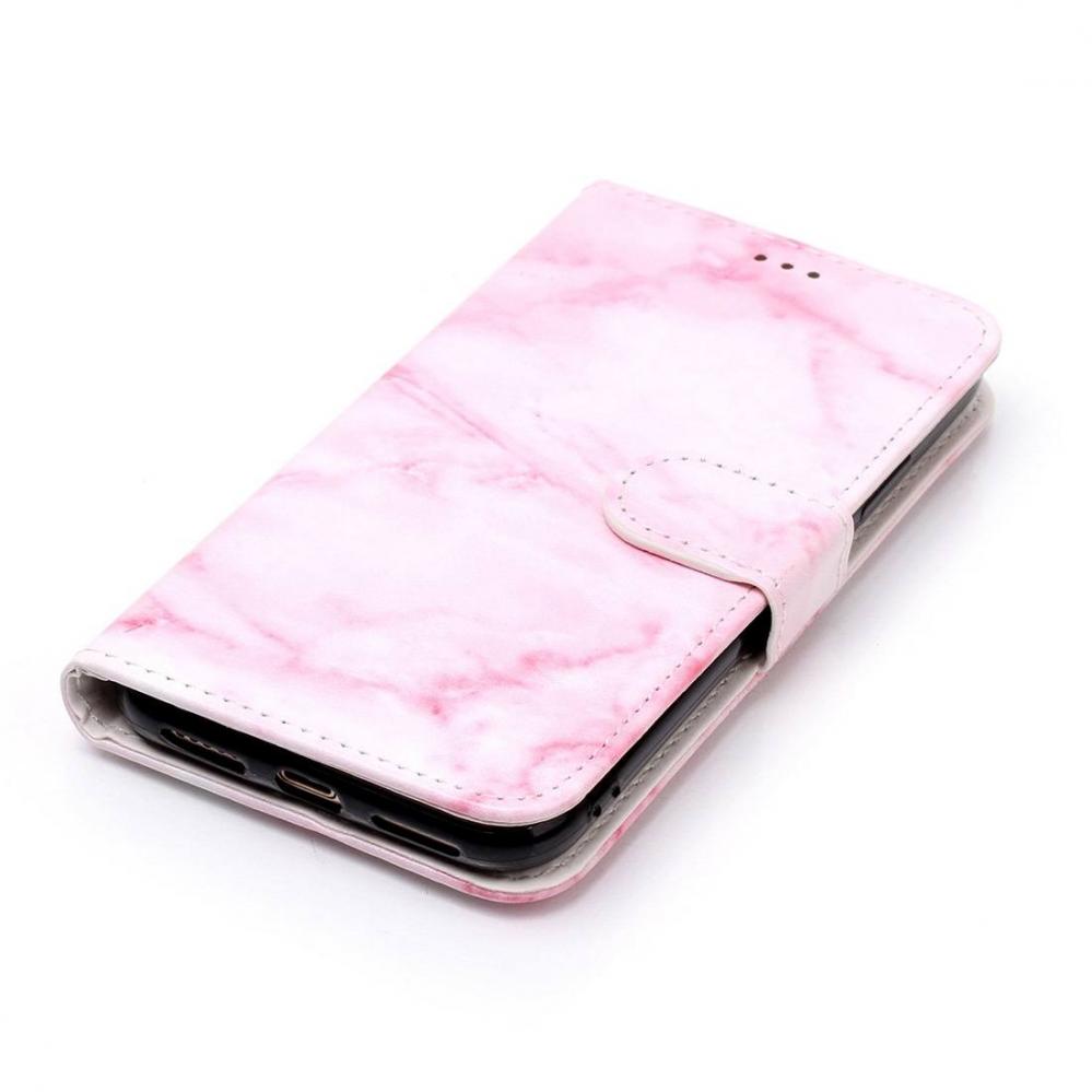  Plnboksfodral fr iPhone X - Rosa marmor