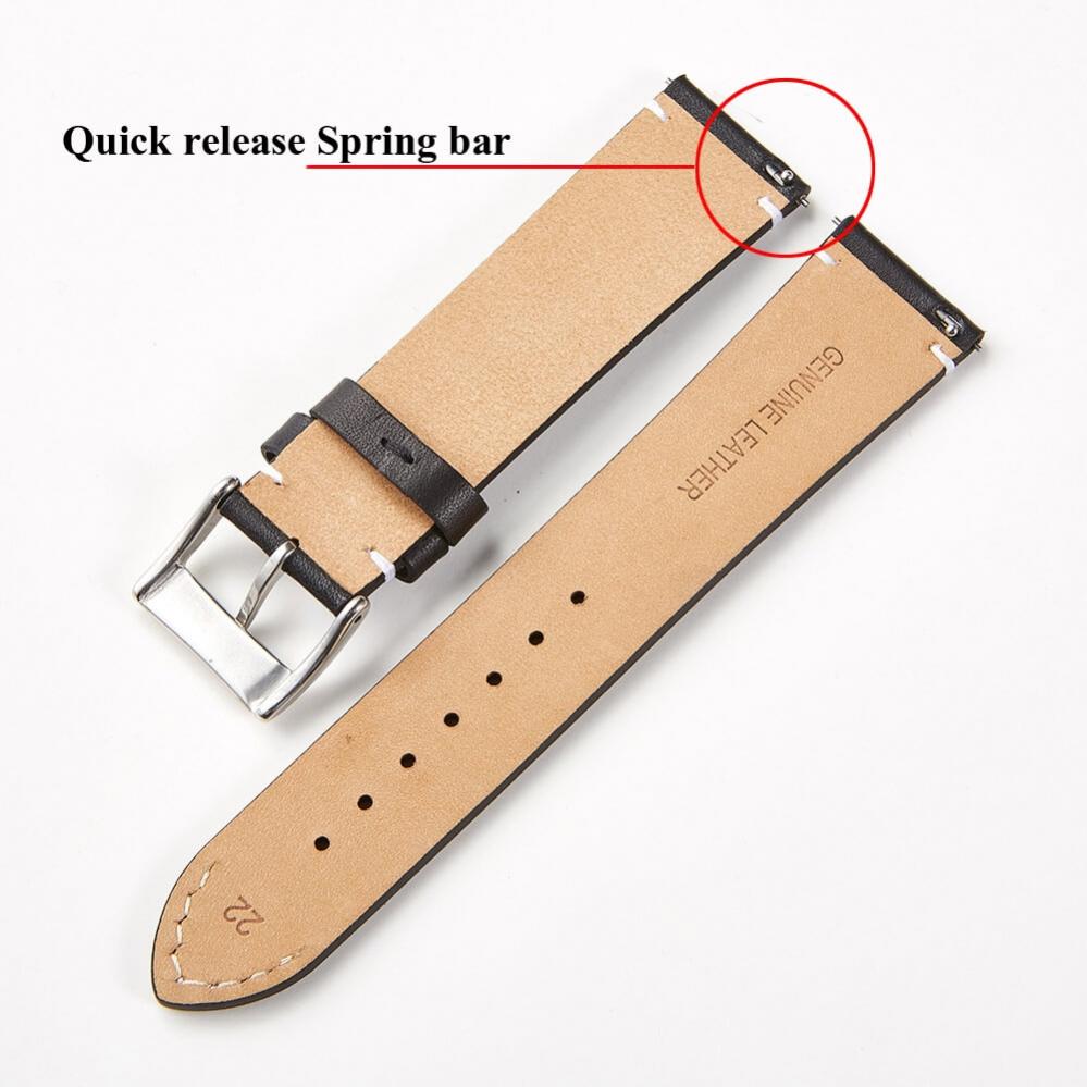 Khaki läderarmband för 18mm Watch
