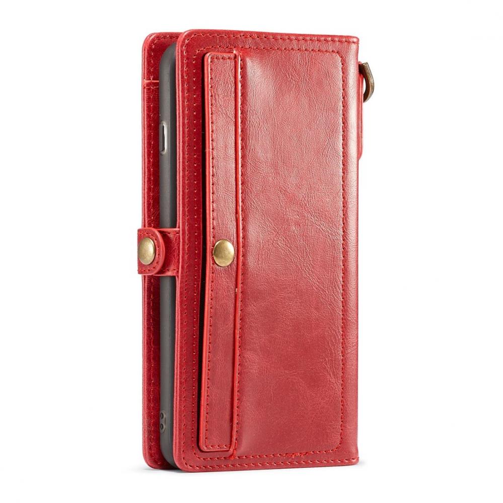 CaseMe Plånboksfodral med magnetskal PU-läder för iPhone 7 Plus, 8 Plus Röd