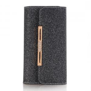  Glittrigt plånboksfodral för iPhone X/XS Svart - Med axelkedja