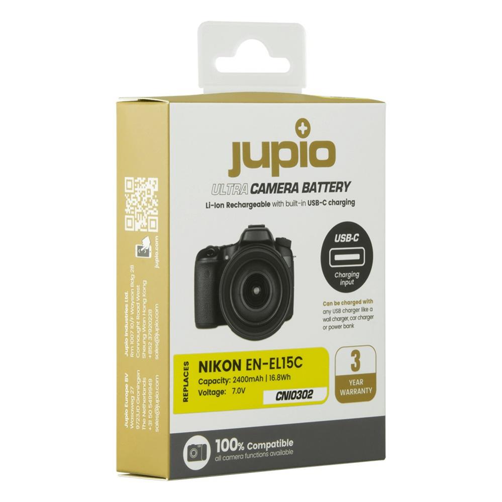  Jupio kamerabatteri 2400mAh fr Nikon EN-EL15C USB-C input CNI0302V2