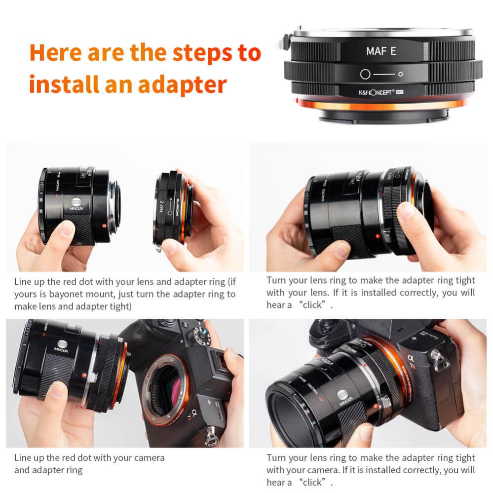 K&F Objektivadapter v2 till Minolta AF objektiv för Sony E kamerahus