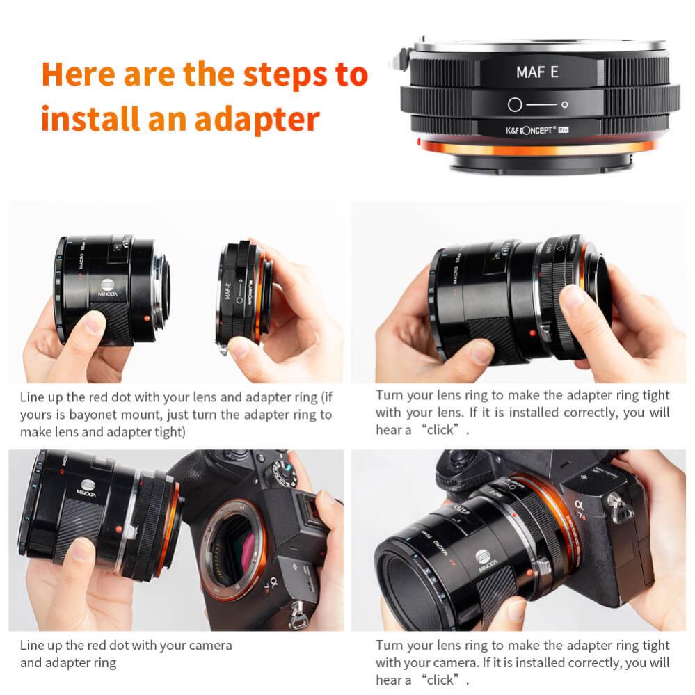  K&F Concept Objektivadapter v2 till Minolta AF objektiv fr Sony E kamerahus