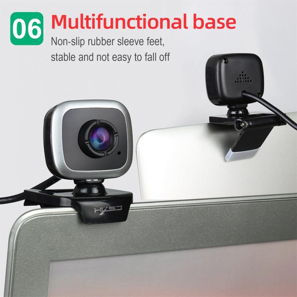  480P Webbkamera Justerbar 360 grader HD-Video USB med mikrofon - HXSJ