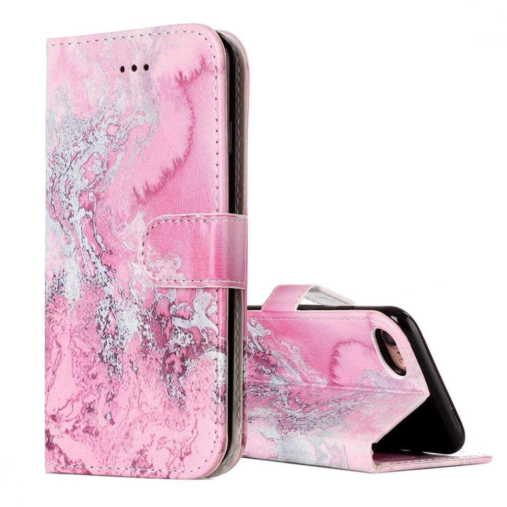  Plånboksfodral för iPhone 8/7 - Rosa vågmönster