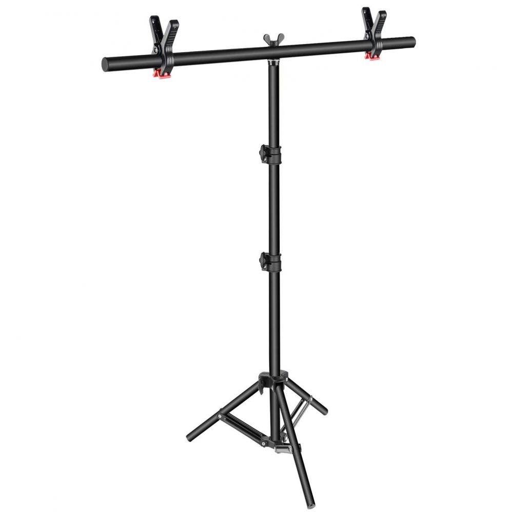 Bakgrundsstativ i T-form för bakgrunder 200x80cm med 2x klämmor