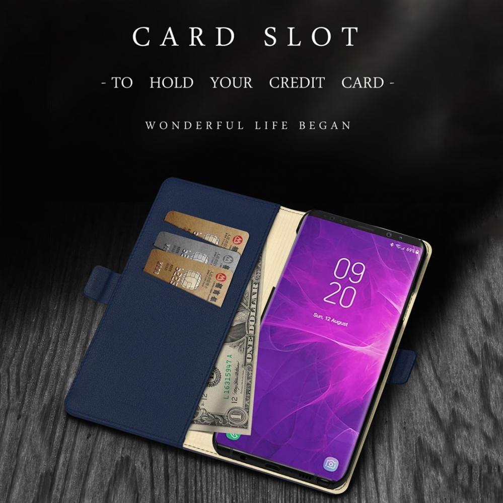 Plånboksfodral för Galaxy Note 9 med kortplats PU-läder Svart - DZGOGO