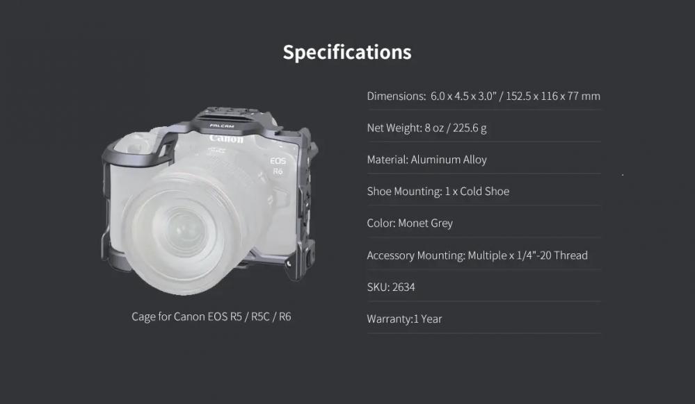  Falcam F22/F38 Kamerabur fr Canon EOS R5 R5C R6