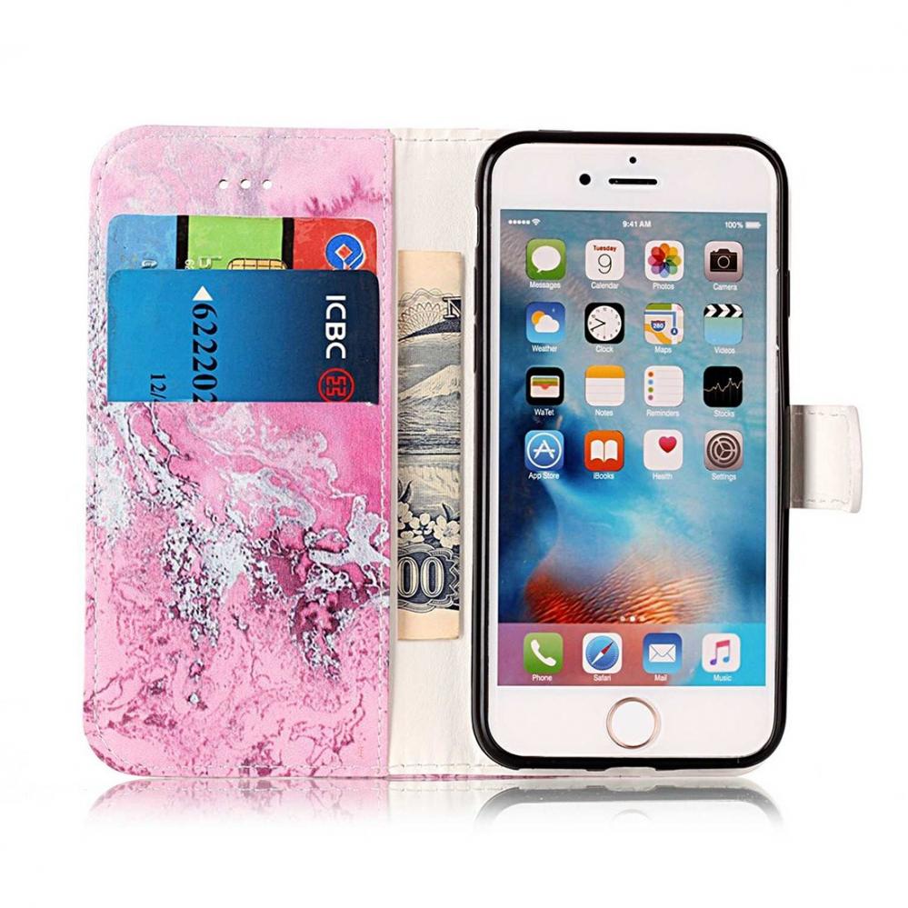  Plånboksfodral för iPhone 8/7 - Rosa vågmönster