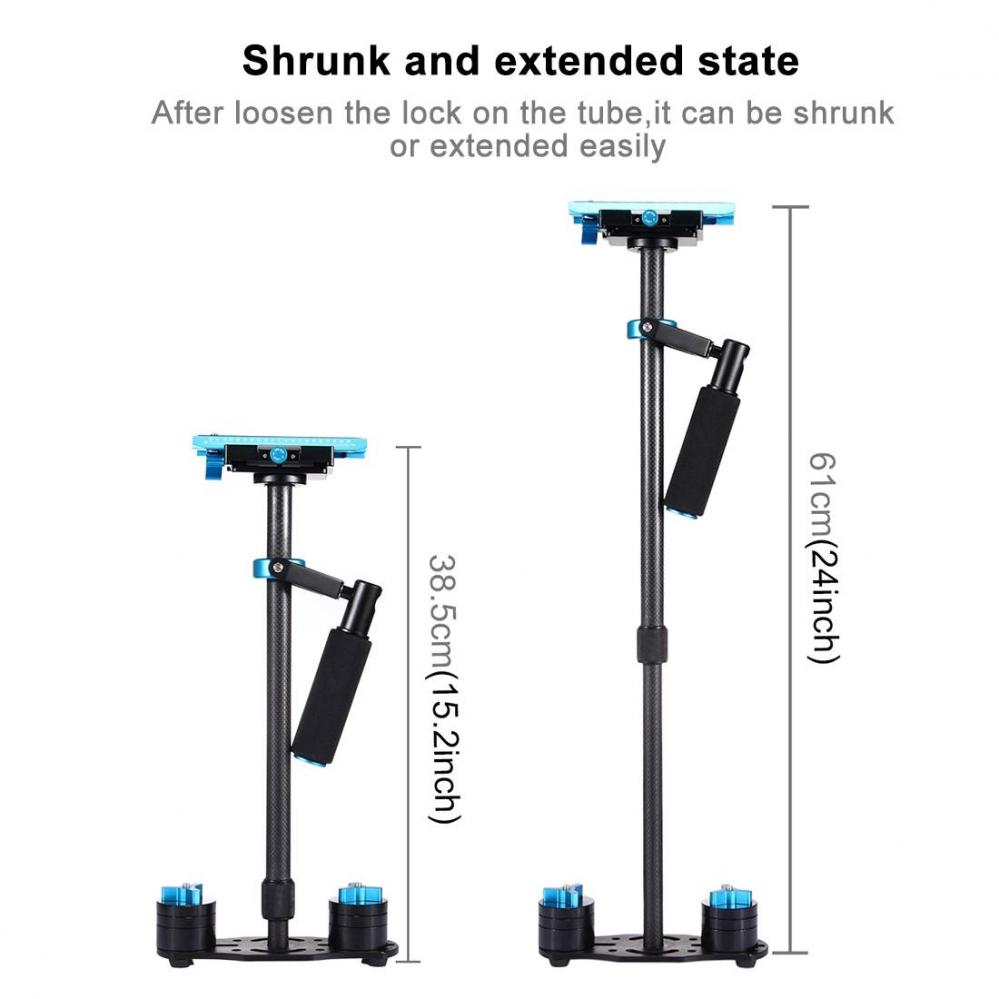 Handhållen kolfiber stabilisator för DSLR/DV-kameror (38.5-61cm) - Puluz
