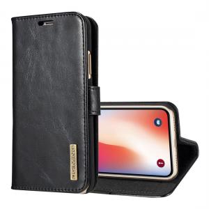 DG.MING Plånboksfodral med magnetskal äkta läder för iPhone X