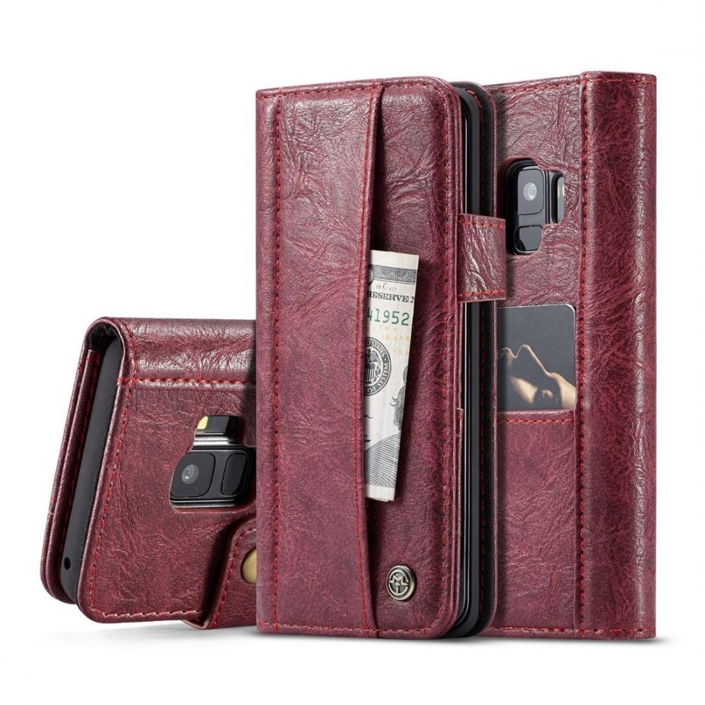  Plånboksfodral med yttre fack för Galaxy S9 Röd - CaseMe