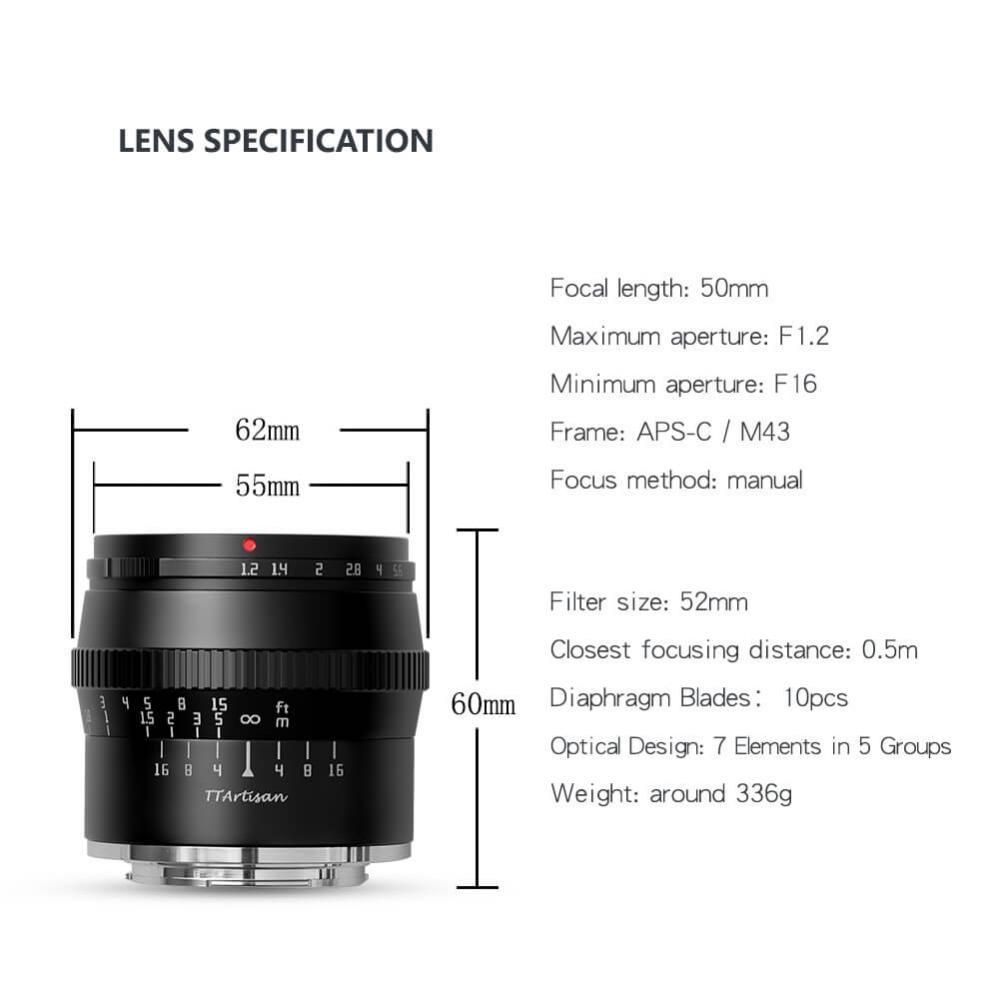 TTartisan 50mm f/1.2 Objektiv APS-C för Leica L