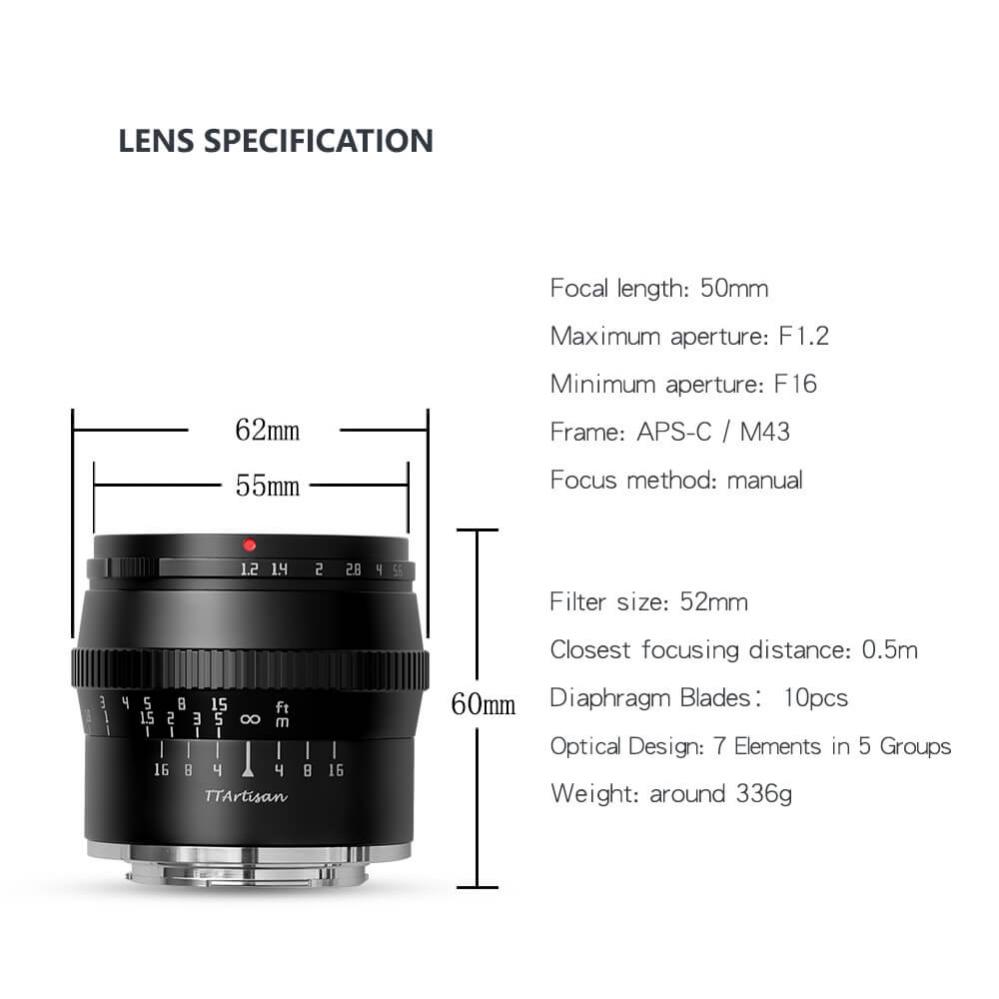  TTArtisan 50mm f/1.2 Objektiv APS-C fr Leica L