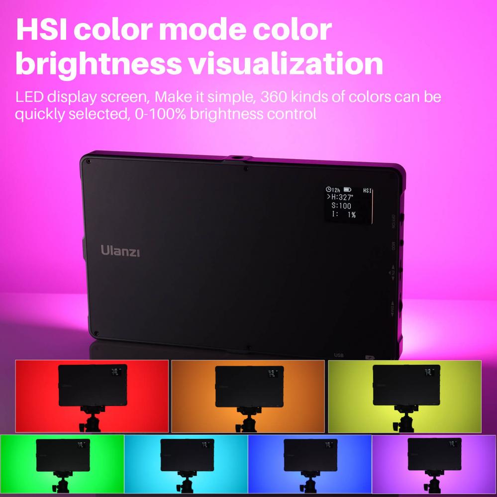  Ulanzi RGB LED-panel för kamera med inbyggt batteri