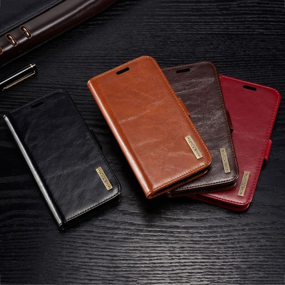  Plånboksfodral med magnetskal äkta läder för iPhone X Brun - DG.MING