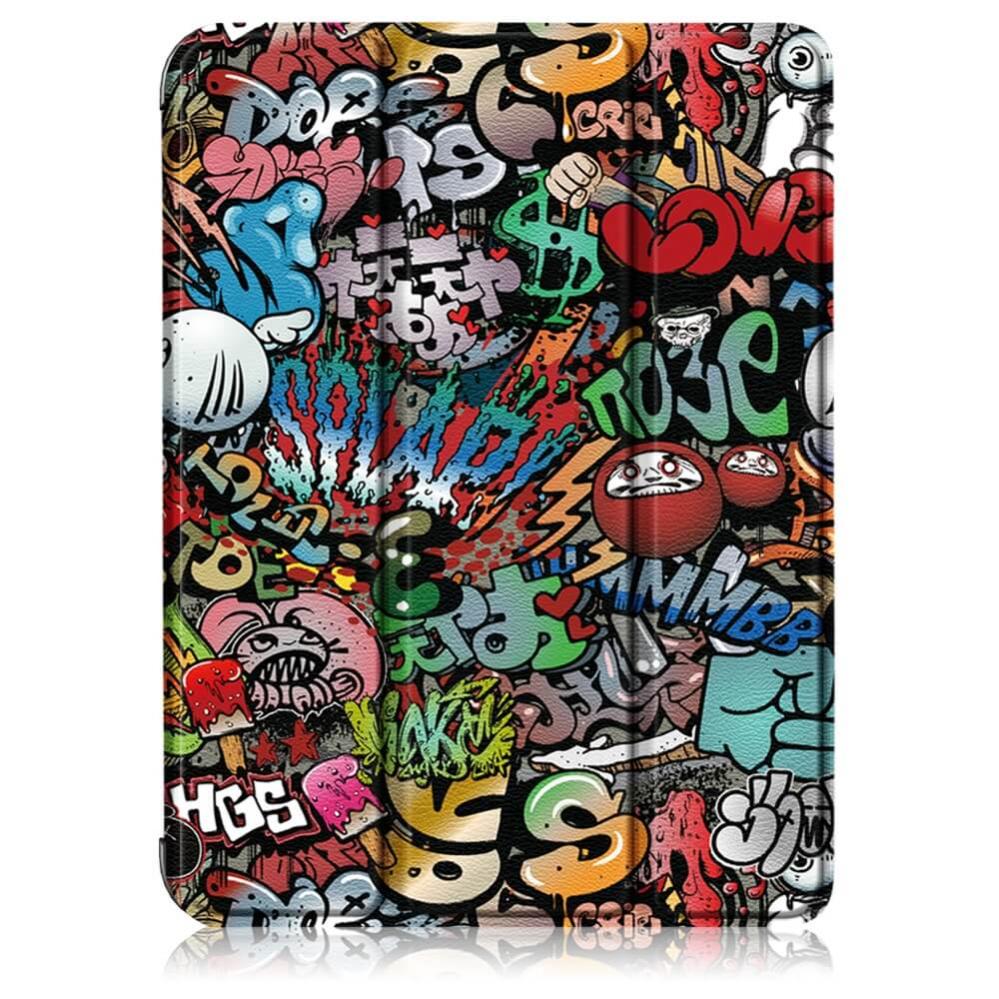  Fodral Graffitimnster till iPad 6 Mini 2021 med 3-delat stll Tri-Fold