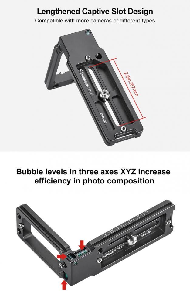 Sunwayfoto L-Bracket universal modell för systemkameror Arca Swiss