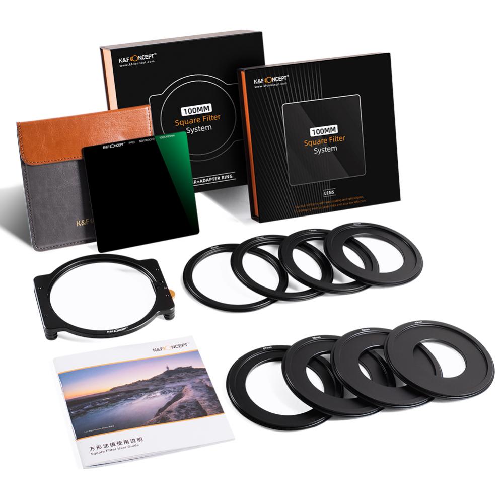 K&F Concept 100mm Filter-Kit ND1000 & Filterhållare med 8x adapterringar
