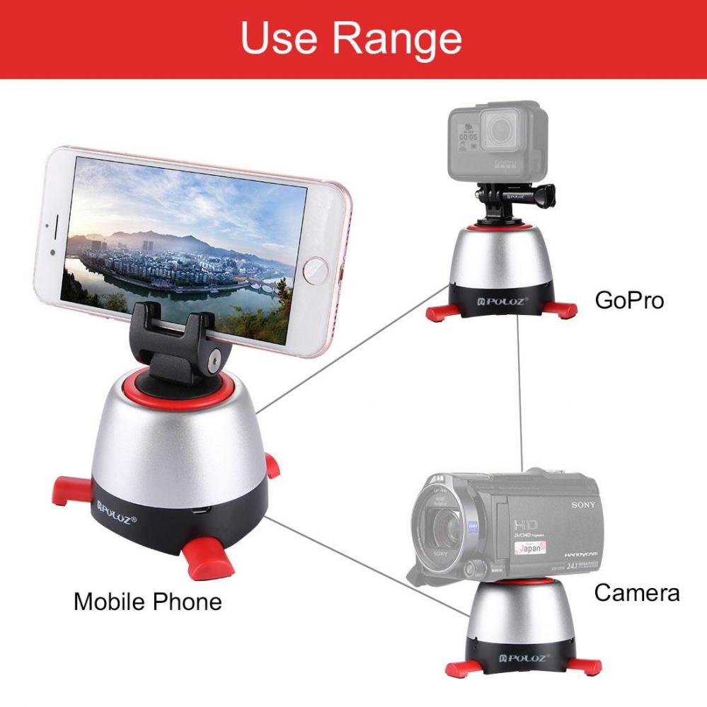 Puluz Rotationshuvud 360 grader+ fjärr+ GoPro-adapter+ mobil-adapter