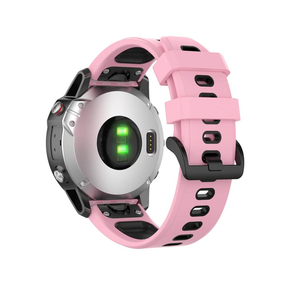  Silikonarmband 22mm Rosa & Svart fr Garmin Fenix 5/5 Pro/6/6 Pro/7/Epix