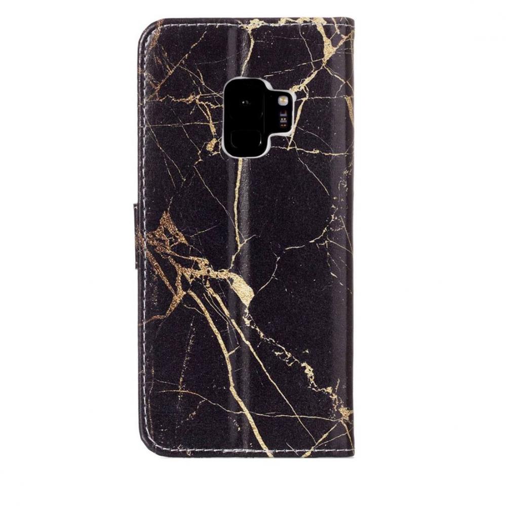  Plnboksfodral fr Galaxy S9 - Marmor Svart & guld